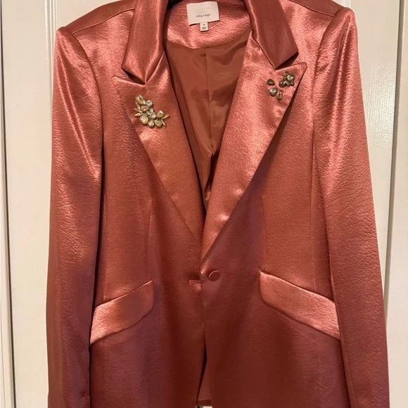 Cinq à Sept Satin Blazer in Rich Copper